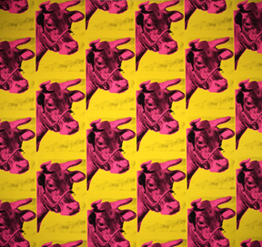 アンディ・ウォーホル《牛の壁紙（黄色にピンク）》 1966年 (再プリント1994年)